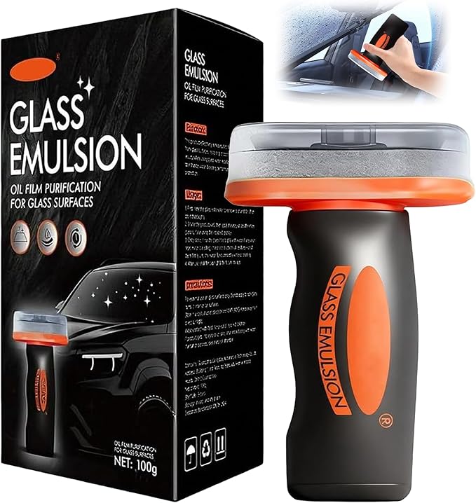 2026 New Handheld Glass Oil-Film Remover, Glass Emulsion Cleaner Cleaning Board, Automotive Oil Film Cleaning Brush for Car Windows (1 Pcs)