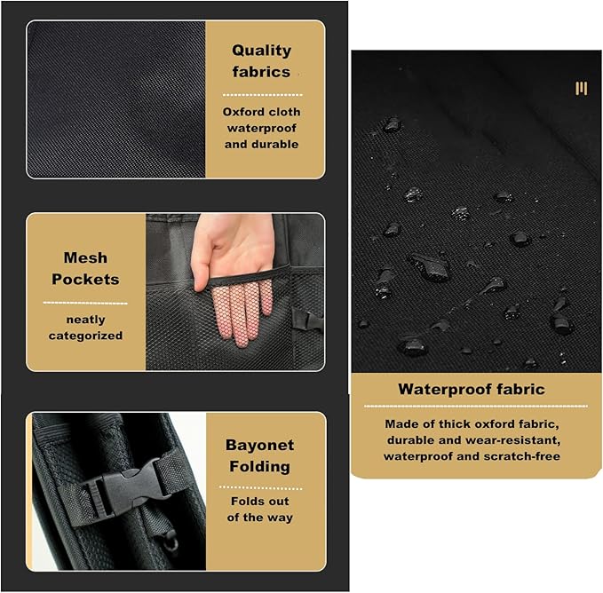 Trunk Organizer, Storage Box - 52L Large Capacity Collapsible Multi Compartments Organizer, Portable Storage Box for Most Cars/SUV, Waterproof Oxford Fabric, Black