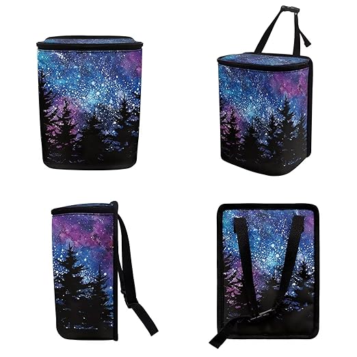 1.2 Gallons Car Garbage Bag Hanging, Aurora Forest Trash Bin for Car, Adjustable Hanging for Tail of Console/Back of Seats, Odor-Free with Zipper Leak-Proof Lid Design, Mini and Convenient