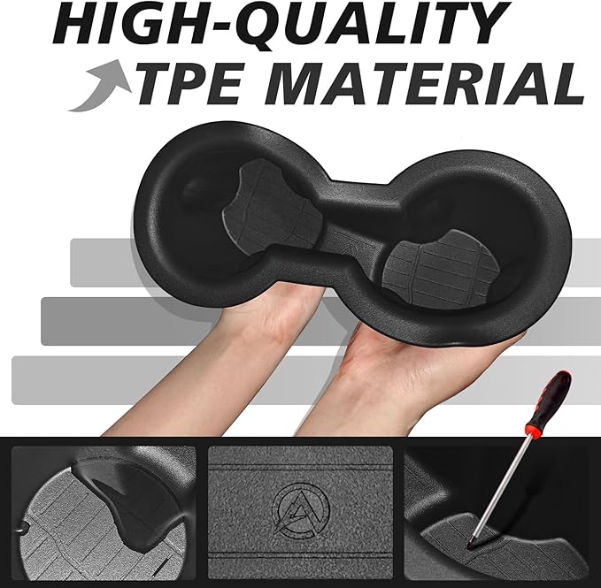 Muslogy Center Console Front&Rear Cup Holder Inserts Compatible with 2021-2023 2024 GMC Yukon Chevy Tahoe Suburban Accessories Middle Console Silicone Organizer Non-Slip Drink Stopper 2PCS Set