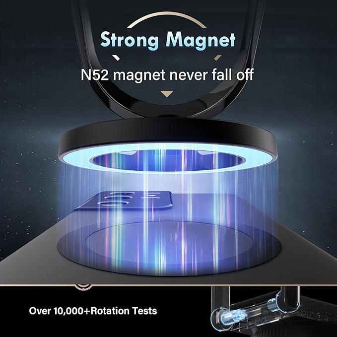 Coverado for Magsafe Car Mount, Magnetic Car Phone Holder, 360° Rotation Strong Magnet Car Phone Mount Dash Cell Phone Holders for Your Car, Suction Cup Phone Mount for iPhone 17/16/15/14/13/12