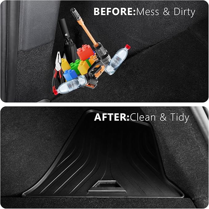 Trunk Storage Bins with Lids for 2026 Tesla Model Y Juniper 5 Seater, 2PCS TPE Side Cargo Organizer Boxes, Rear Trunk Containers with TPE Covers, Custom Fit Tesla Model Y Juniper Accessories