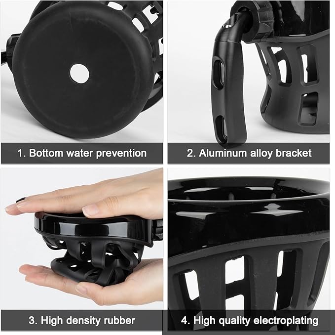 PSLER Motorcycle Drink Cup Holder Handlebar Mount Universal for Dyna Fat Bob Touring Road Glide Street Electra Glide Softail 1996-up Goldwing GL1800 2018-up
