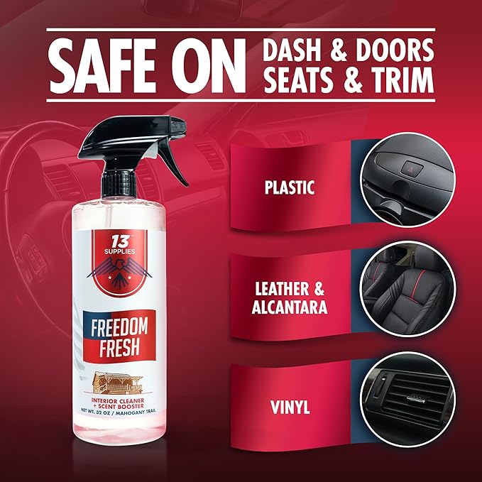 Premium Car Interior Cleaner Spray – Auto Cleaner for Headliner, Mat, Interior Vehicle Cleaning, Car Dashboard Cleaner Stain Remover, Restores Shine, Great Gift for Guys - Freedom Fresh Mahogany Trail