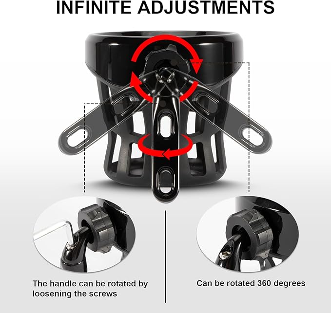 PSLER Motorcycle Drink Cup Holder Handlebar Mount Universal for Dyna Fat Bob Touring Road Glide Street Electra Glide Softail 1996-up Goldwing GL1800 2018-up