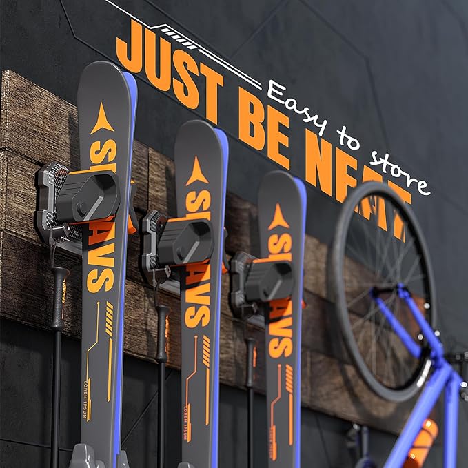 Ski & Snowboard Wall Rack for Garage - Fits Any Board, Wall Mount Holders, Damage-Free Storage, Space-Saving Winter Gear Organizer