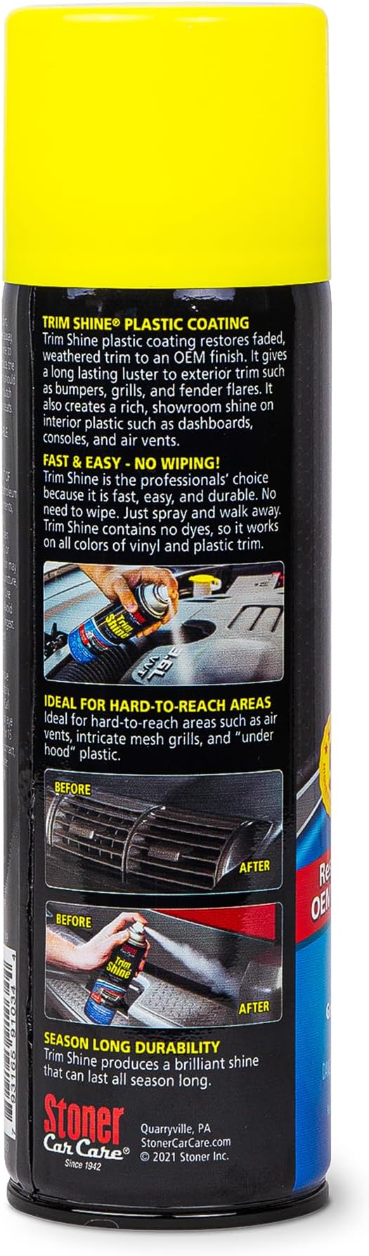 Stoner Car Care 91034-6PK Trim Shine – Black Trim and Plastic Restorer for Cars – Vinyl and Plastic Trim Protectant Coating for Interior and Exterior Use – Fast-Drying No Sling – 12 oz (Pack of 6)