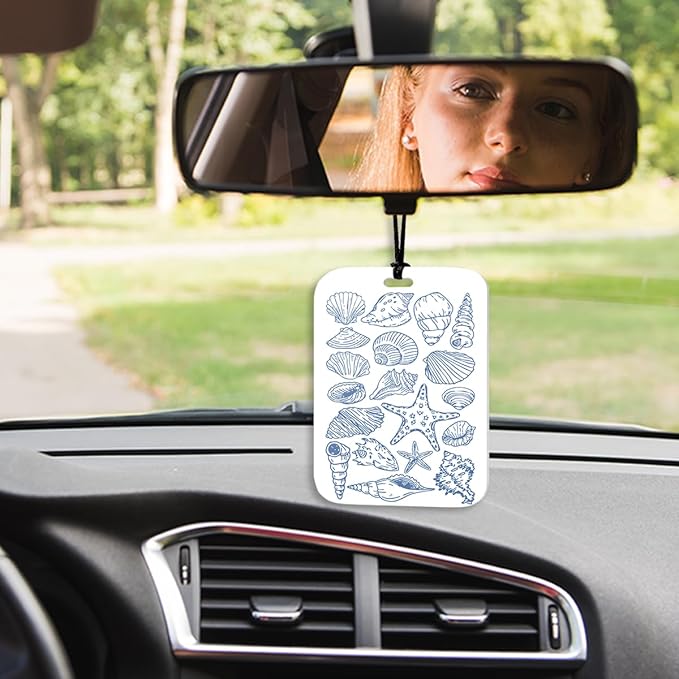 4Pcs Blue Coastal Car Air Freshener Hanging Beachy Seashell Bikini Car Accessories Gifts for Women Men Beach Lovers Cute Air Freshener for Interior Car Mirror Home Wardrobe Decor