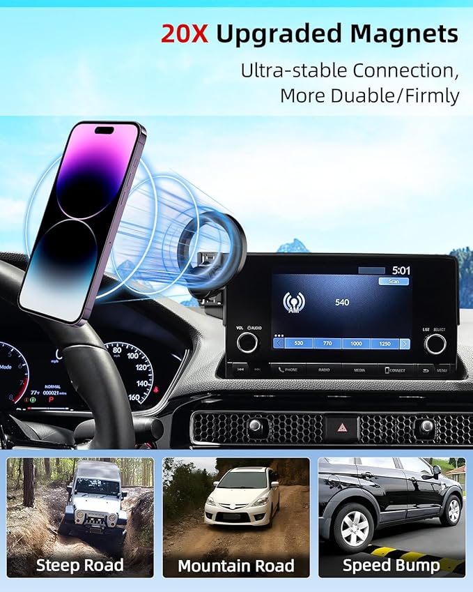 PZK Car Phone Mount for Honda HRV 2023-2025 2026/CRV 2023-2026/ Honda Pilot 2023-2026 Accessories 7/9-inch Screen Compatible with MagSafe HR-V CR-V Car Phone Holder Not Affect Air Vent