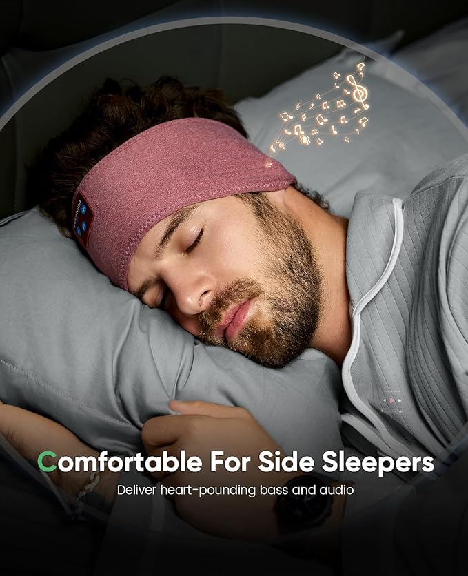 Perytong Sleep Headphones Wireless, Bluetooth Sports Headband Headphones with Ultra-Thin HD Stereo Speakers Perfect for Sleeping,Workout,Jogging,Yoga,Insomnia, Air Travel, Meditation (Brick-Red)