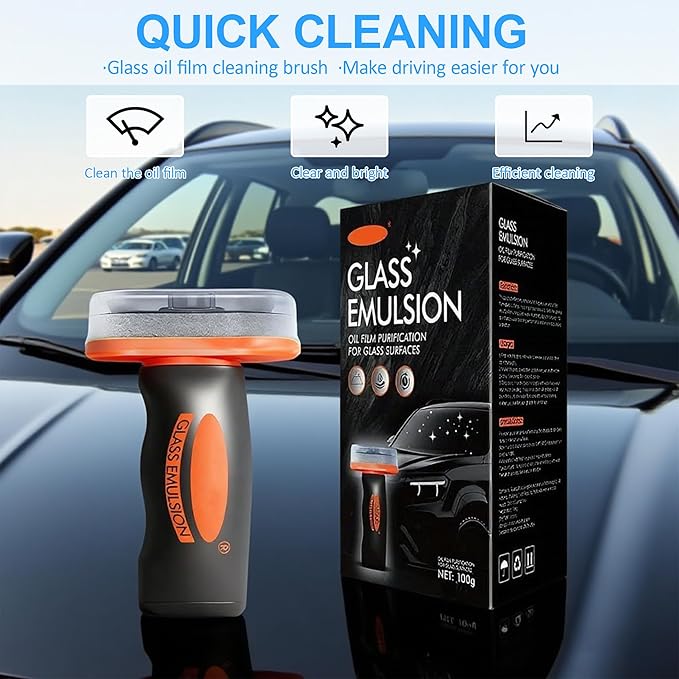 2026 New Handheld Glass Oil-Film Remover, Glass Emulsion Cleaner Cleaning Board, Automotive Oil Film Cleaning Brush for Car Windows (2 Pcs)