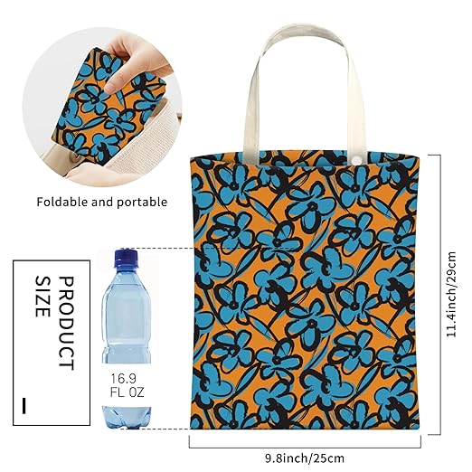 Cute Car Trash Can, Hanging Canvas Car Back Seat Organizer and Storage Bag, Funny Car Trash Bag For Travelling, Outdoor Abstract Blue Flowers