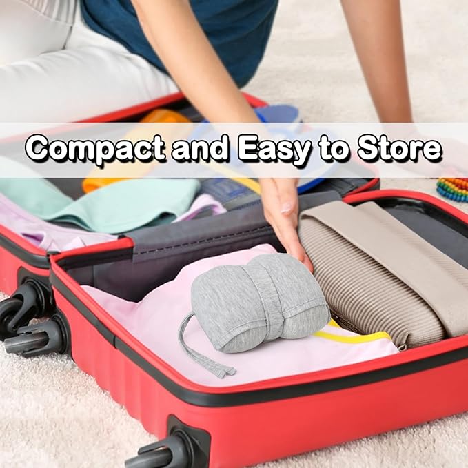 Love&go Portable Small Travel Pillow, Made with Soft Memory Foam Pillow and Breathable Cover, for Backpacking Hiking, Camping, Airplane and Car Trip (Gray)