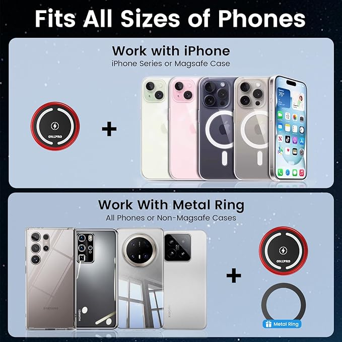 OHLPRO 15W Magsafe Car Mount Charger for iPhone 17, Fast Wireless Charging Magnetic CD Slot Holder with 3M Adhesive Base for Dashboard, Aluminum Shell, Compatible with iPhone 16/15/14 Pro Max, Red