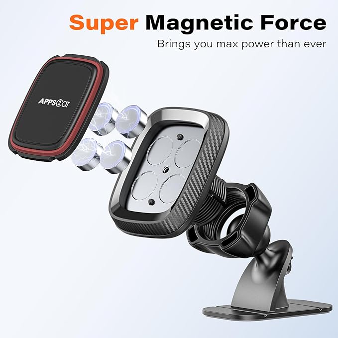 [2 Pack] Magnetic Phone Holder for Car, APPS2Car [Super Strong Magnet] Phone Mount for Car, Dashboard Magnetic Car Phone Holder Mount with Strong VHB Adhesive Mounting, Compatible with iPhone, Samsung