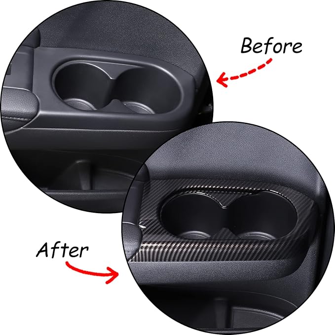 2PCS Rear Door Cup Holder Panel Frame Cover for Honda Pilot 2016-2022/ Passport 2019-2023, ABS Material Automotive 2nd Row Seat Cup Holder Cover Interior Accessories (Carbon Fiber Pattern)