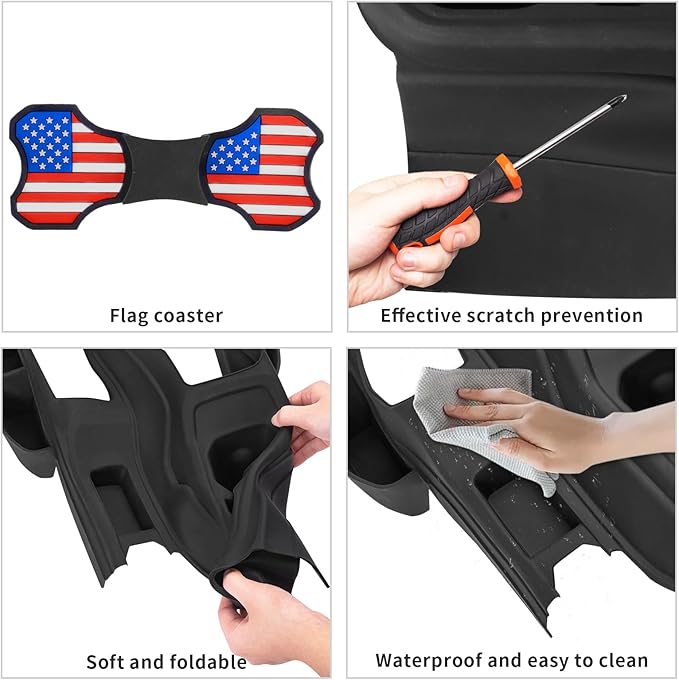 Center Console Organizer with Cup Holder for Jeep Wrangler JL Gladiator JT 2018–2025, Anti-Slip Cup Holder Insert Gear Shift Side Tray for Jeep Storage Accessories