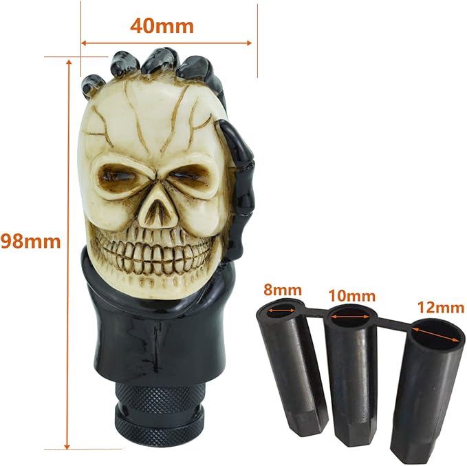 Lunsom Skull Shifter Knob Hand Bone Resin Car Transmission Shifter Stick Handle Head Fit Automatic Manual Vehicle (Black White)