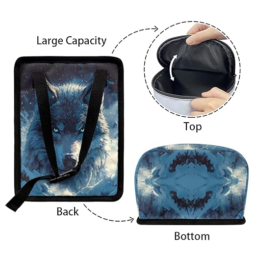 1.2 Gallons Car Organizers and Storage, Wolf Head Print Car Garbage Bin, Adjustable Hanging for Tail of Console/Back of Seats, Easy to Install, Odor-Free with Zipper Leak-Proof Design