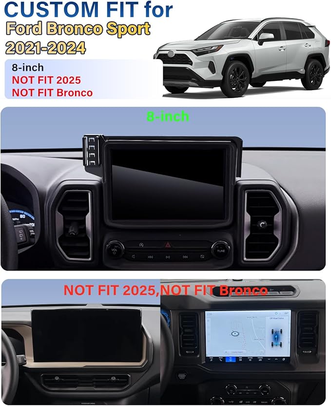 Car Phone Holder for Ford Bronco Sport 2021-2024 Accessories Automobile Cradles Magnetic Phone Mount Compatible with MagSafe, Magnets Cell Phone Base(Only FIT 8-INCH, NOT FIT 2025, NOT FIT Bronco)