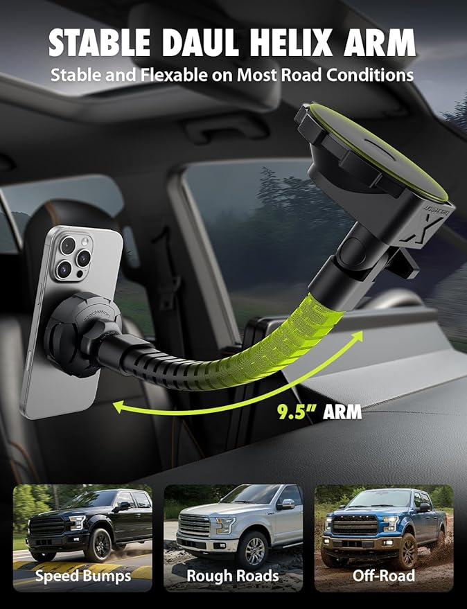 Bracketron MagAlign X Pro - Magsafe Car Phone Mount for Truck with Flexible Arm for Dashboard & Windshield - Magnetic Phone Holders for Your Car for iPhone 17 Pro Max 16 15 14 13 12 Plus