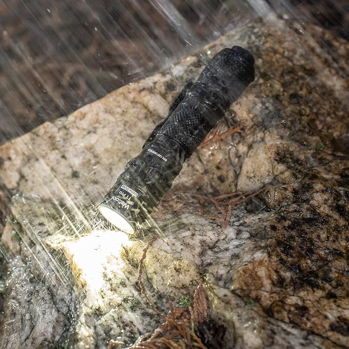 Weltool T1 Pro Mini Flashlight with Pocket Clip,Throwing Distance 313 Meters, 24,500 Candela for EDC,Hiking,Camping,Emergency Lighting (Black)