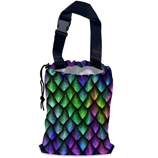 Dragon Scales Car Trash Bag,Hanging Drawstring Car Garbage Bag,Waterproof Canvas Car Back Seat Organizer with Adjustable Buckle,for Vehicles,SUVs,Camping,Road Trips