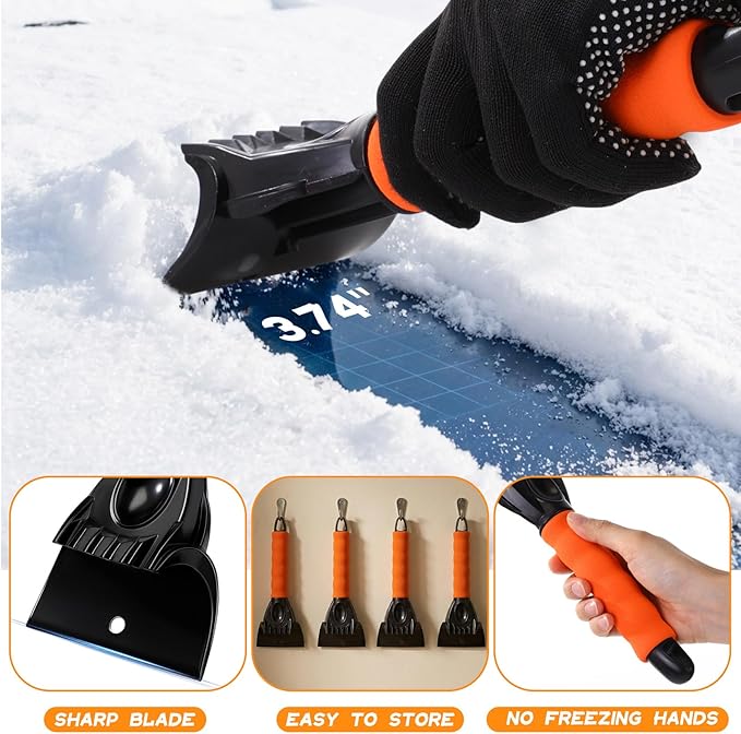 Lasnten 6 Pcs Car Ice Scraper 9.84 x 3.74 Inch Windshield Ice Scraper Winter Car Accessories to Remove Snow, Frost for Small Truck (Popular, Orange Black)