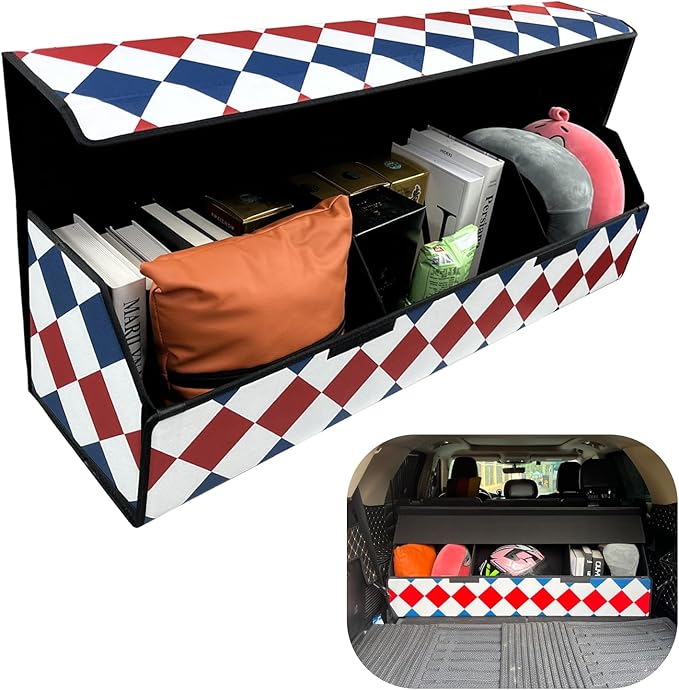 Car Trunk Organizer For Toyota Corolla Cross 2022-2025 - Custom Fit,Large Space Outdoor Trunk Organizer,Leather,Red, white and blue,Adjustable Partition Design,For Toyota Corolla Cross22-25