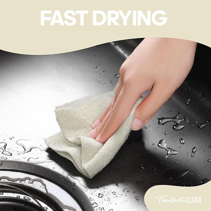 Fantasticlean Microfiber Cleaning Cloth Roll 2 Rolls 120 Pack, Tear Away Paperless Towels, 8" x 8", Reusable Washable Rags, House Kitchen, Pet, Office, Indoor Outdoor, Compact Portable (Off-White)