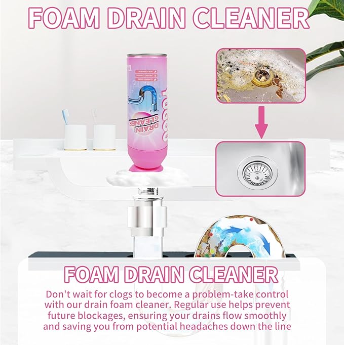 Foaming Drain Cleaner, Sink Cleaner and Deodorizer, Drain Clog Remover for Kitchen Sinks, Shower Drains, Tubs (1pcs)