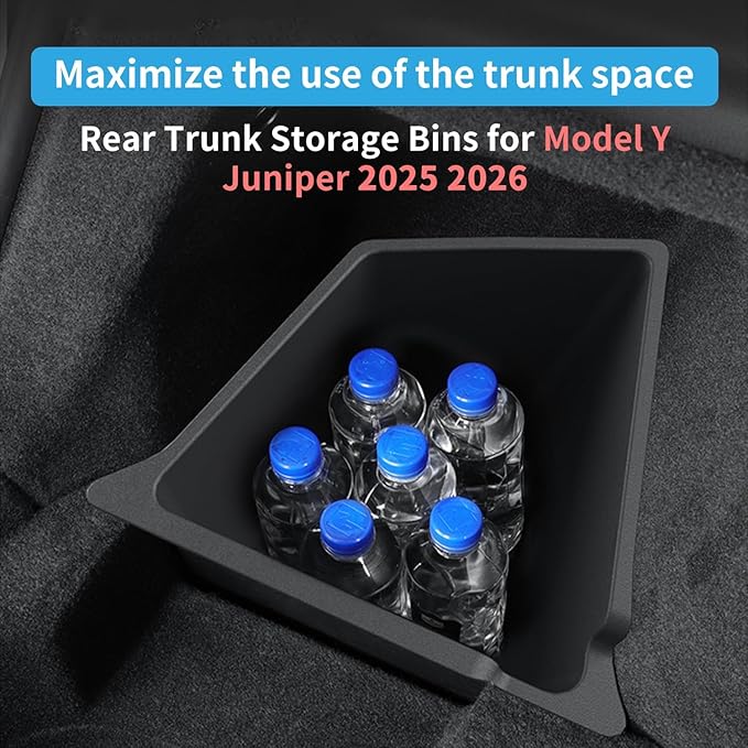 Eonflux 2025 2026 Tesla Model Y Juniper Accessories, Trunk Organizer Side Storage Bins with Lids, Model Y Juniper Rear Trunk Storage Organizer, Car Trunk Organizer for Tesla Model Y Accessories 2026
