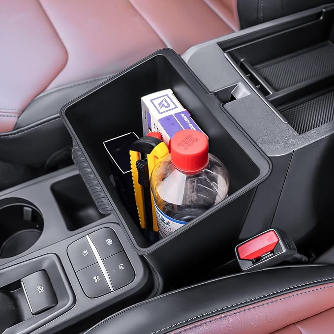 RUNROAD Center Console Storage Box Compatible with 2022 2023 2024 2025 2026 Ford Maverick Accessories, Armrest Trash Can For Maverick Insert Middle Console Organizer Bin Multi-Function Cup Holder