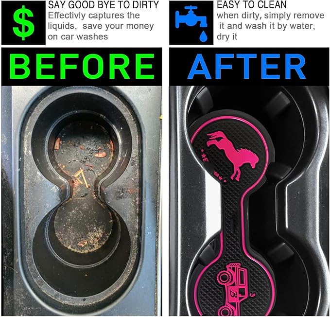 Car Cup Holder Coaster Compatible with Ford Bronco Offroad 2021-2025, Silicone Car Decorative Water Coaser, Bronco Car Accessories (Pink)