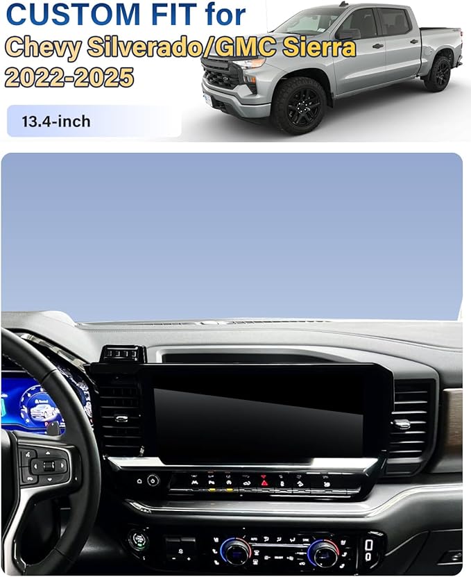 Phone Holder for 2022-2025 Chevrolet Chevy Silverado1500/GMC Sierra 1500 2500HD 3500HD Accessories 13.4-inch Screen Fixed Clip, Automobile Cradles Phone Mount, Cell Phone Base Not Block Air Vent