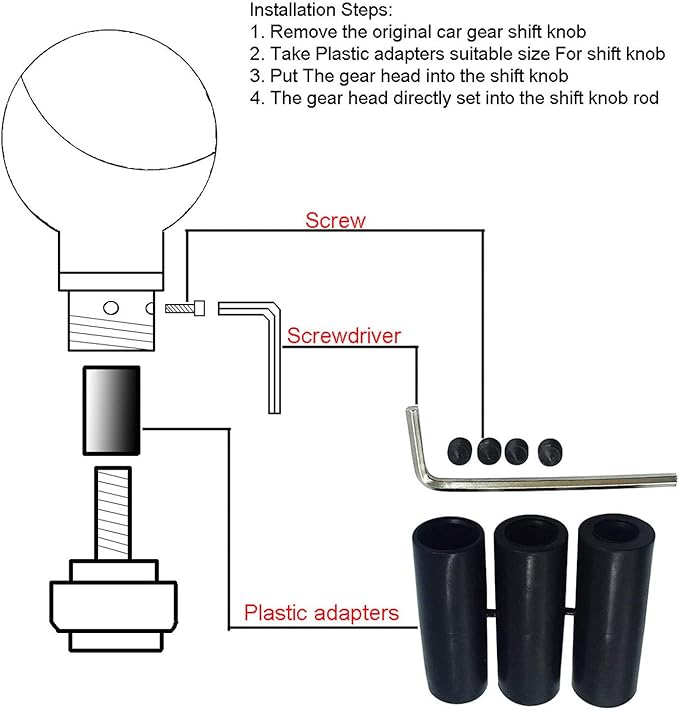 Abfer 5 Speed Shift Knob Aluminum Alloy Car Gear Stick Weighted Shifter Knob for Most Manual Truck Vehicle, Red