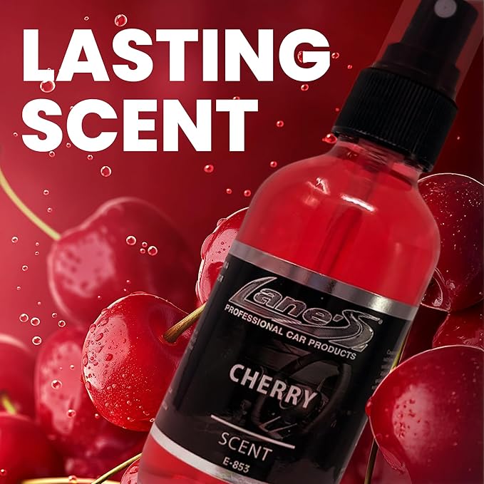 Lane's Premium Car Air Fresheners - Cherry Scent Water Based - 4oz Eliminate Bad Odors of Pet & Food From Car Interior Leather, Carpet, Upholstery Great For Cars, Trucks, SUVs, RVs & More
