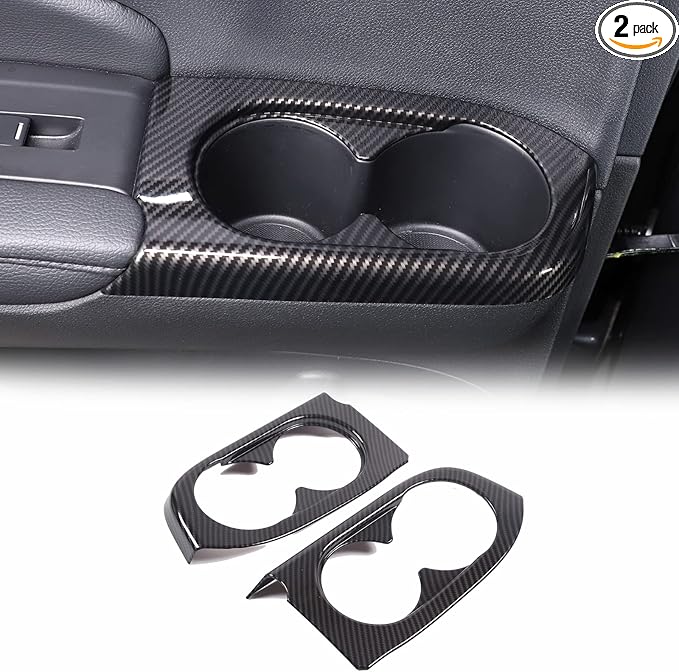 2PCS Rear Door Cup Holder Panel Frame Cover for Honda Pilot 2016-2022/ Passport 2019-2023, ABS Material Automotive 2nd Row Seat Cup Holder Cover Interior Accessories (Carbon Fiber Pattern)