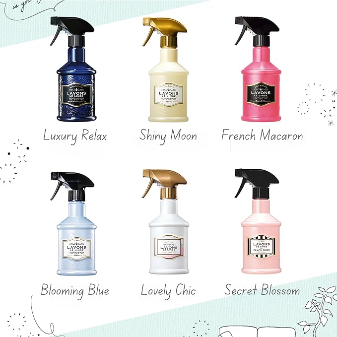 LAVONS Fabric Freshener Spray Kids& Pet Safe, Fabric Refresher Spray for Clothes& Furniture, Smoke Odor Eliminator for Houses, Offices & Car, Shoe Deodorizer from Japan 12.5 Fl Oz SHINY MOON, 2EA