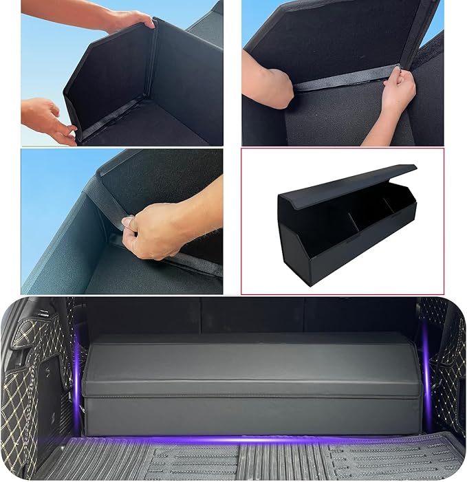 Car Trunk Organizer for Lex GX 460 2010-2023 - Custom Fit,Large Space Outdoor Trunk Organizer with Leather,Black,Adjustable Partition Design,All-Season Use,for Lex GX 460 2010-2023