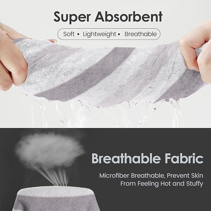 JML Bath Towels, Pack of 4, 30"x60", Large Microfiber Towel Set, Ultra Soft, Super Absorbent, Fast Drying, Perfect for Suana, Shower, Pool, Sport, Travel, Fitness, SPA,Yoga, Cabana Stripe Grey