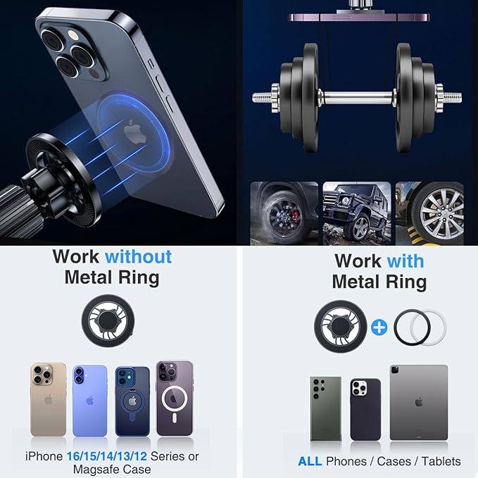 for iPhone Fits MagSafe Car Mount - Magnetic Mag Safe Phone Holder Car Accessories,Dashboard Vent Car Mount for iPhone 16 15 14 13 12 Pro Max Plus,Samsung Galaxy Moto,Gifts for Men Women (Black)