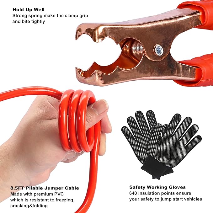 AUTODECO Car Roadside Emergency Kit – Premium, with Jumper Cables, Tow Strap, etc