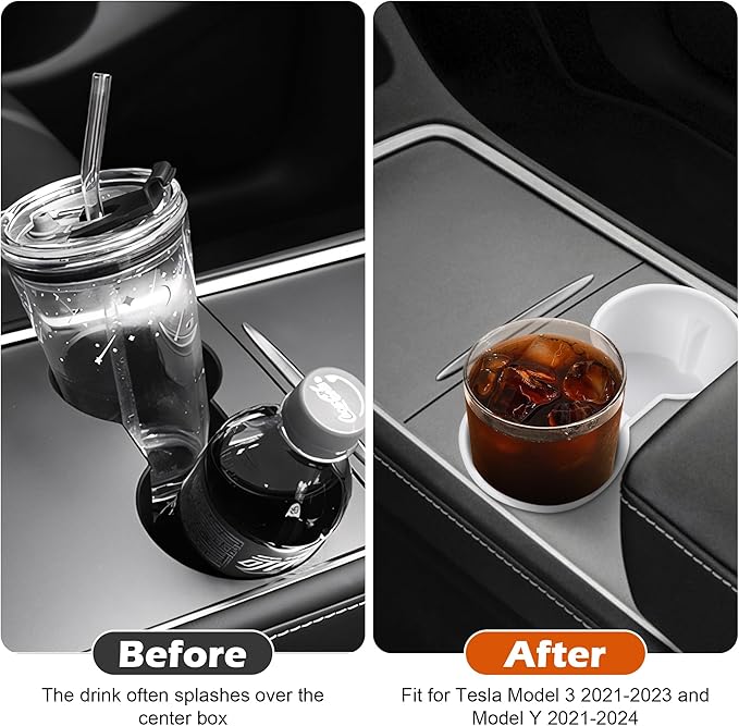 frani Center Console Cup Holder Designed for Tesla Model 3 2021-2023 Model Y 2021-2025,Tesla Interior Center Console Accessories White