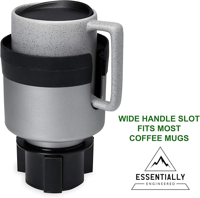 Integral Silver Hydro Expander Car Cup Holder Expander Organizer with Adjustable Base - Rubber Tabs Hold Most 32-40 oz Bottles and Large Cups