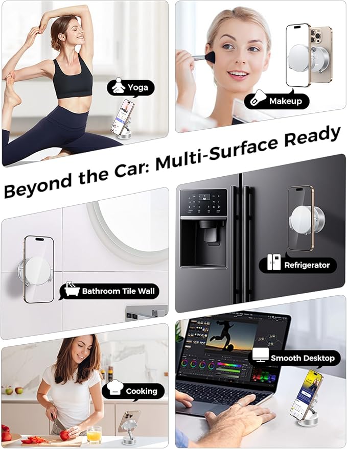 MAGIC JOHN Upgrade Ultra Magnetic Phone Holders for Your Car, Foldable Car Phone Holder Mount for Dashboard, 360° Rotatable Magnetic Phone Holder for Car, Magnetic Car Mount for iPhone All Cell Phones