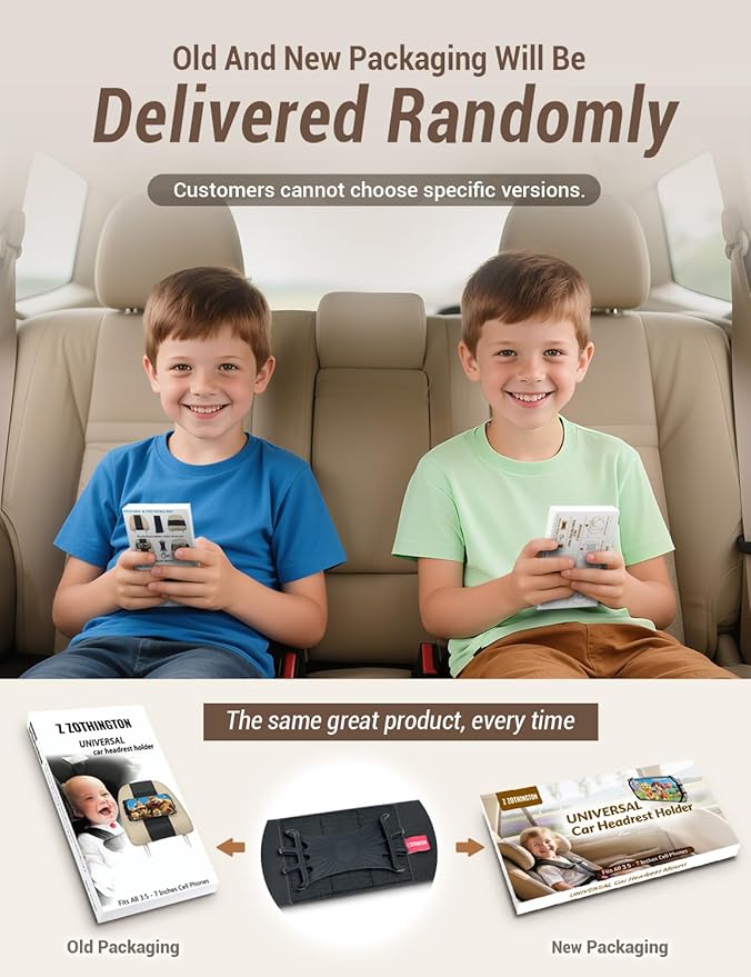 Silicone Car Phone Holder, Adjustable Phone Headrest Mount Compatible with iPhone 17 16 15 14 Pro Max, Samsung Galaxy S25, S25 Ultra and other 3.5 - 7 Inch Cell Phones for Kids in Back Seats - 2 Pack