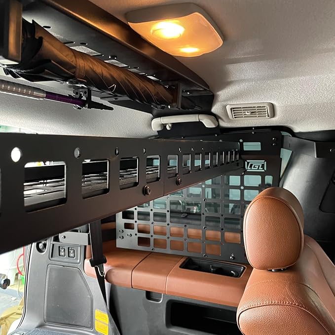 HIGH FLYING for Toyota Sequoia 2008-2022 Car Accessories Modular Storage Molle Panels System Trunk Shelf Luggage Storage Carrier Trunk Organizer Aluminum Alloy (Side Panels+Shelf+Roof Shelf)