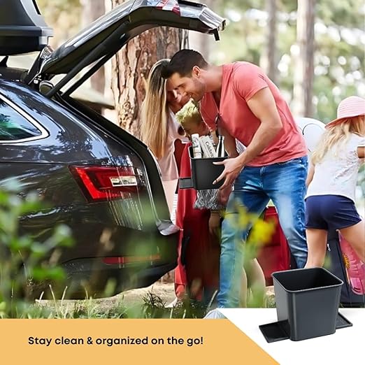 Car Trash Can for Vehicles Leakproof Compact Garbage Bin w/ Stability Flap, Anti-Slip Base, Portable Trash Holder for Cars, Trucks, SUVs, Minivans Compact, Auto Container Organizer (Gray, Small)
