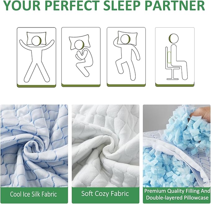 Gehannah Travel Pillow - Large 2 Pack Compressible Camping Pillow for Sleeping - Shredded Memory Foam with 2 Storage Bags - Supportive for Adults, Kids, Outdoor, Backpacking, Hiking Gear